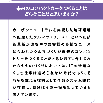 未来のコンパクトカーを作ることはどんなことだと思いますか?
